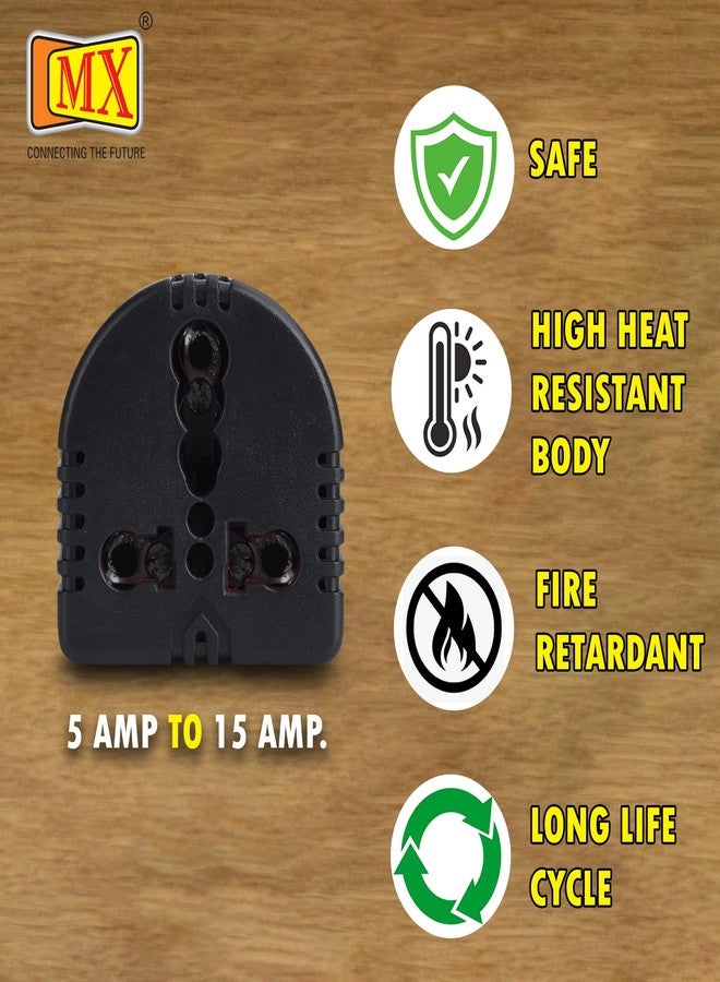 ام كي محول طاقة عالمي ثلاثي الأطراف MX يحول الطاقة من 5 أمبير إلى 15 أمبير، مصنوع من مادة مقاومة للاشتعال، محول سفر، موصل مقبس متعدد الأغراض - Image 3